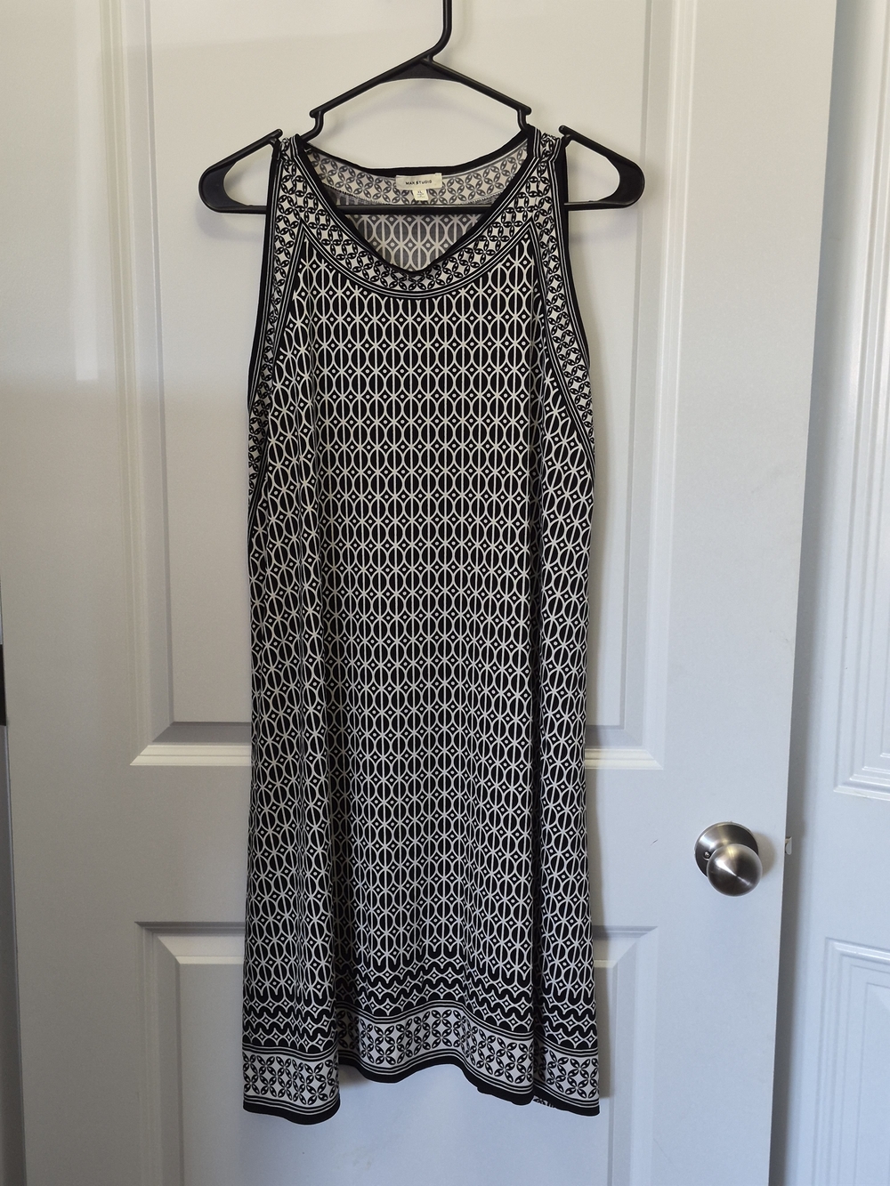 Max Studio Black and White Geometric Tank Dress